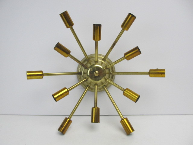 lot 116 image: Mid Century 12-Arm SPUTNIK Atomic Brass Light Fixture by Lincoln Lighting