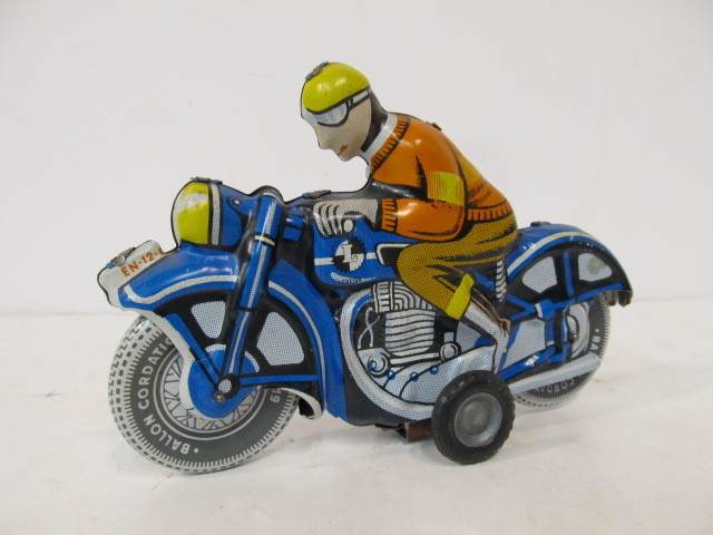 lot 146 image: Vintage 80s Tin Litho Motorcycle Friction Toy