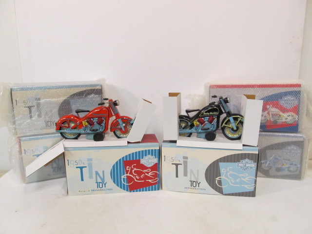 lot 147 image: Group of 6 Mint In Box Tin Litho Limited Edition HARLEY DAVIDSON Motorcycle Toys