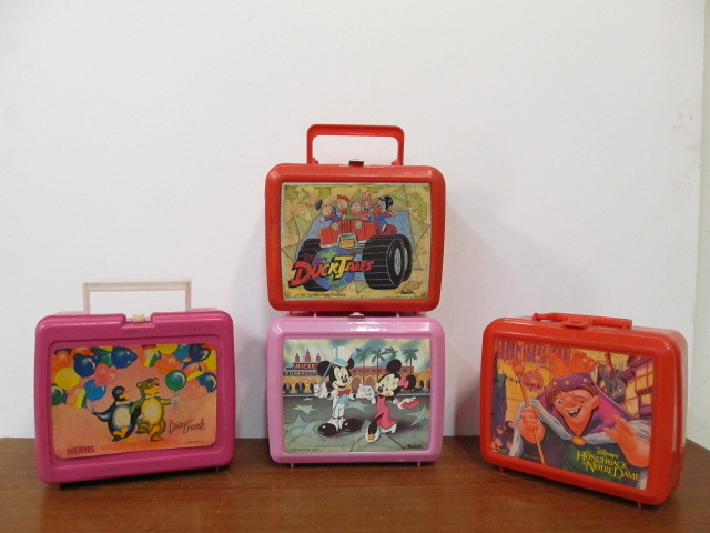 lot 151 image: Group of 4 Vintage etc Lunch Boxes wThermoses