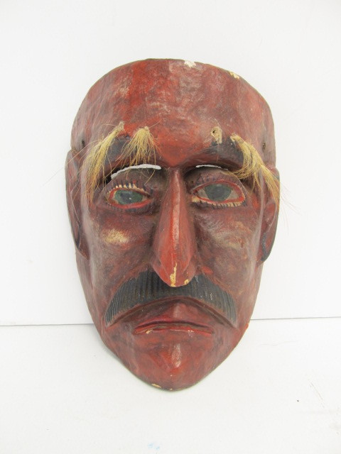 lot 166 image: Vintage Hand Carved & Painted Wooden Mask
