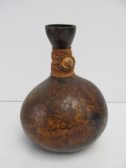lot 167 image: Signed Vintage Hollowed Gourd Vase