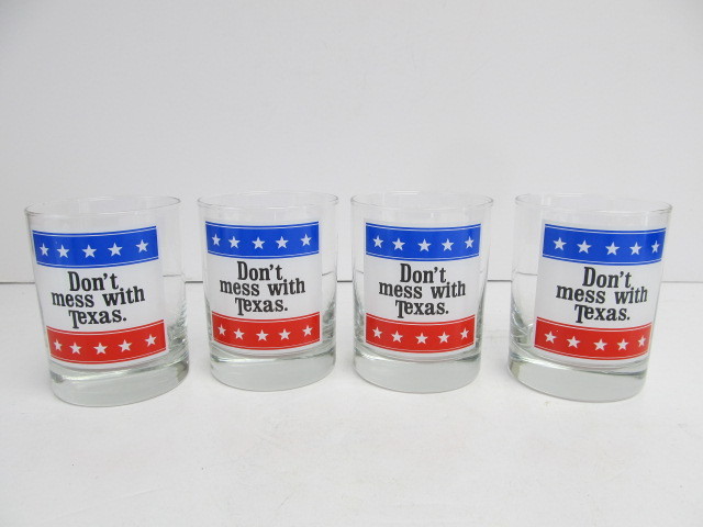 lot 177 image: Set of 4 DONT MESS WITH TEXAS Whiskey Lowball Glasses