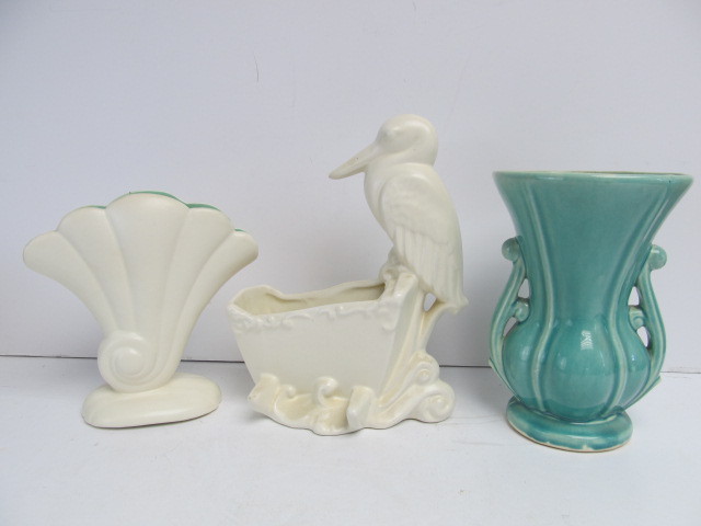 lot 182 image: 3 Mid Century Planters - McCoy Red Wing & Haeger