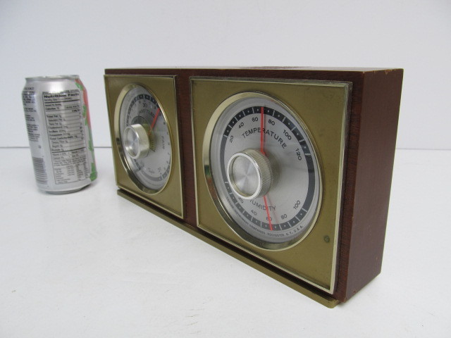 lot 292 image: Mid Century TAYLOR Mahogany Desktop Barometer