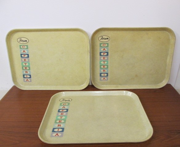 lot 260 image: Vintage Mid Century Fiberglass Trays From the Old FORUM CAFETERIA in Minneapolis