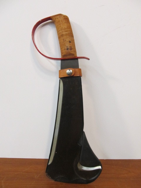 lot 213 image: Vintage WOODMANS PAL Hatchet Machete Tool wMetal Holder
