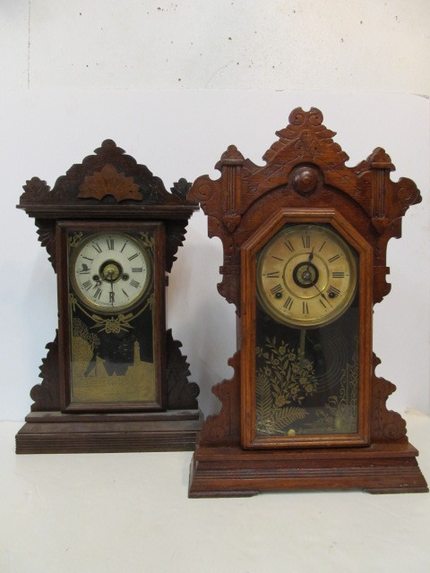 lot 235 image: Pair of Antique Gingerbread Kitchen Clocks