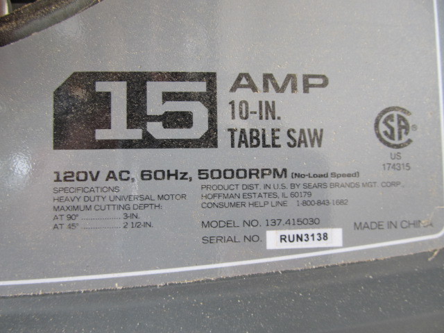 lot 247 image: Like-New CRAFTSMAN 10 Portable Table Saw