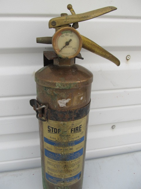 lot 259 image: Vintage STOP-FIRE Brass Fire Extinguisher
