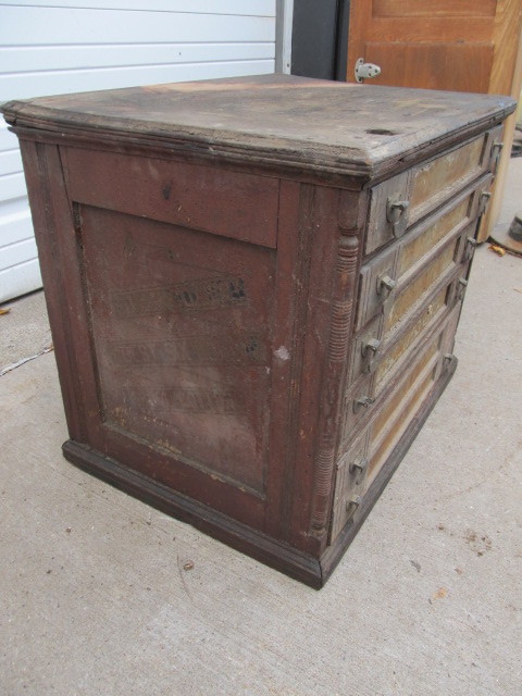 lot 286 image: Antique J&ampP COATS Advertising Spool Cabinet