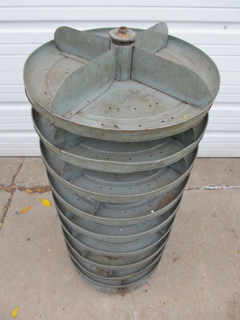 lot 287 image: Awesome Old 1930s Industrial Revolving Hardware Bin Stand