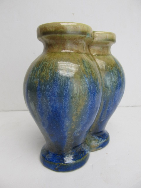 lot 304 image: Signed Vintage Art Pottery Double Vase