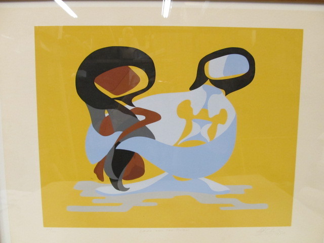 lot 313 image: Mid Century Style Mod Abstract Serigraph Signed Huibert Sabelis