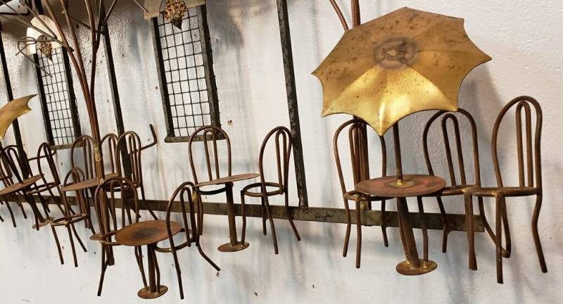 lot 229 image: Curtis Jere Mid Century Style Paris Cafe Wall Art Signed