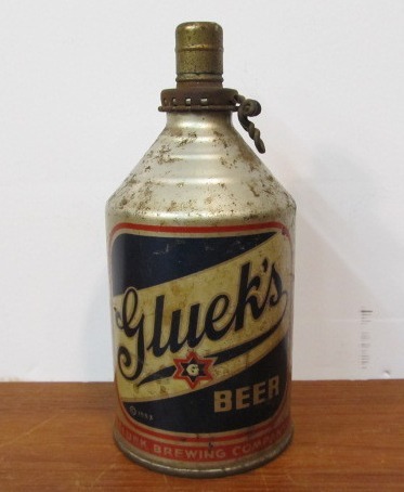 lot 26 image: Original 1933 GLUEKS Steel Cone-Top Beer Can Cigarette Lighter