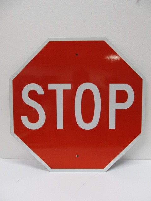 lot 35 image: NOS Unused Metal Stop Sign