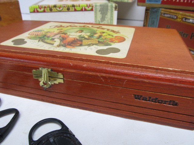 lot 98 image: Group of Cigar Boxes Cutters etc
