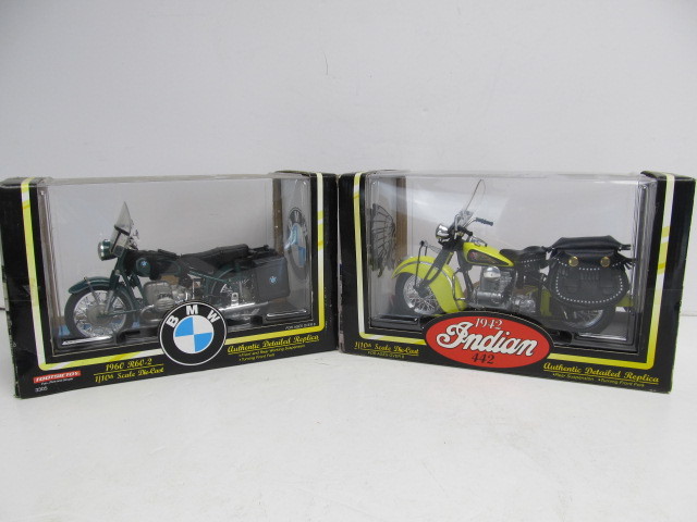 lot 75 image: Large Diecast BMW & INDIAN Vintage Style Motorcycles