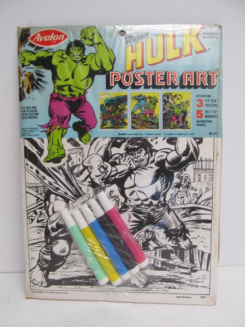 lot 79 image: Vintage NOS Unopened 1970s INCREDIBLE HULK Poster Art Coloring Kit
