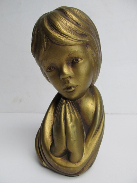 lot 110 image: Vintage 1960s Signed Statue of a Girl Praying