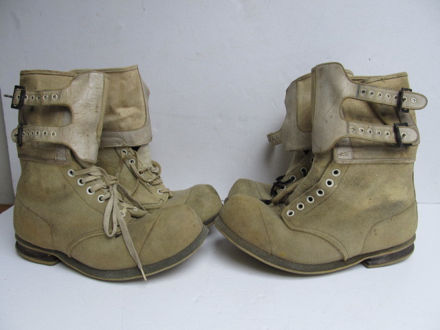 lot 132 image: 2 Pair of Original 2-Buckle WW2 Arctic Issue US Army Boots - Size Large