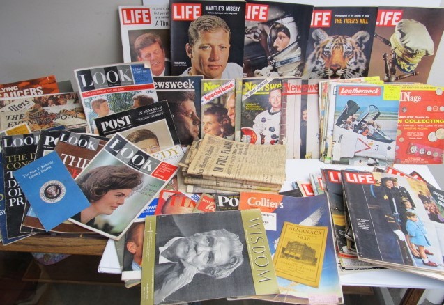 lot 134 image: Large Lot of Assorted Vintage Magazines Old Newspapers etc