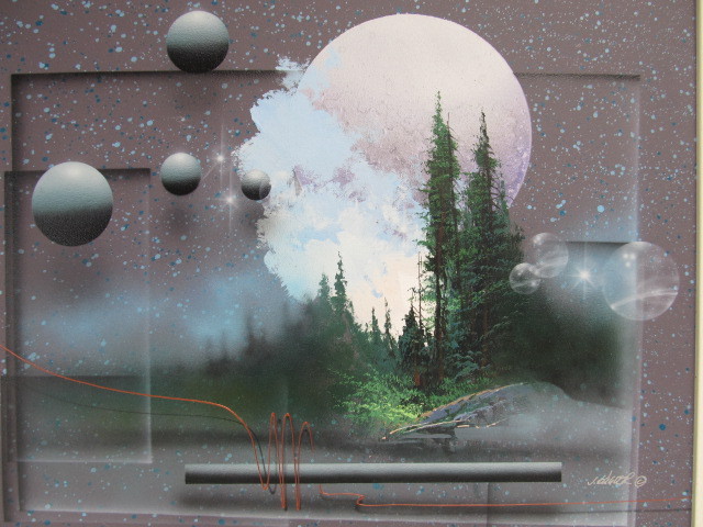 lot 140 image: Framed Signed Original J. KUGLER Oil on Canvas 3-D Style Landscape Painting #2