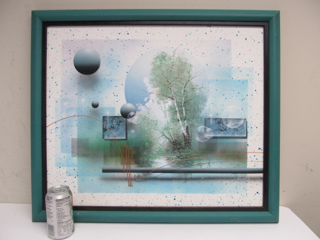 lot 141 image: Framed Signed Original J. KUGLER Oil on Canvas 3-D Style Landscape Painting #3