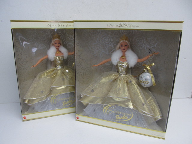 lot 150 image: Pair of Mint In Box Celebration BARBIE Dolls - Special 2000 Edition - Pair #1