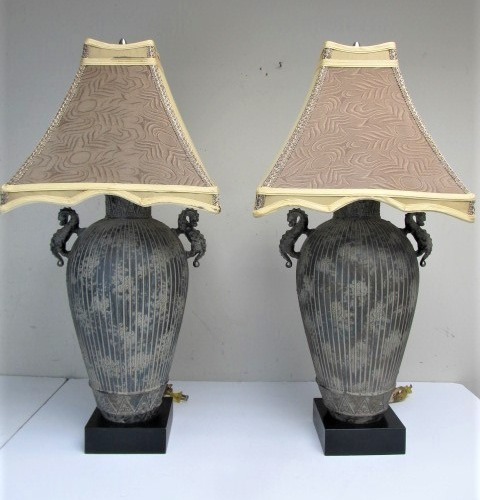 lot 158 image: Cast Metal Oriental Style Table Lamps