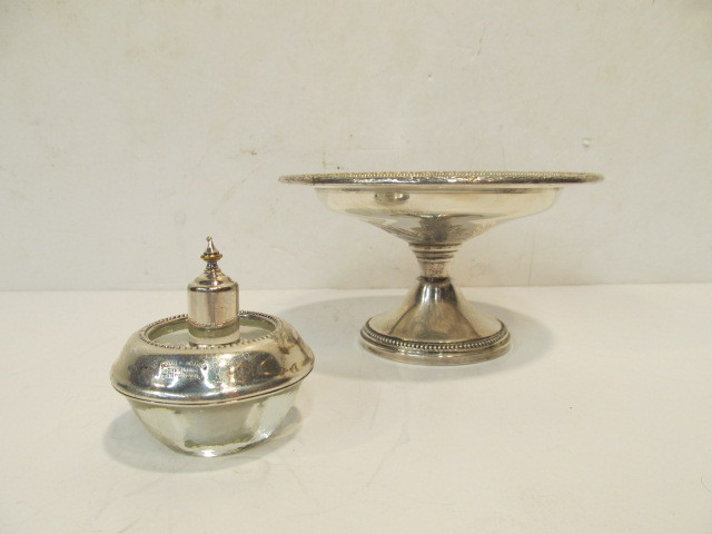 lot 199 image: Vintage FRANK M. WHITING Sterling Silver Pedestal Bowl & Table Lighter