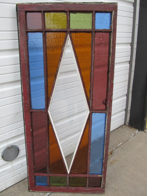 lot 5 image: Colorful Antique Stained Glass Window
