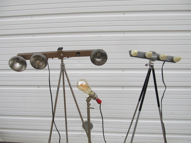 lot 242 image: Group of 3 Vintage Tripod Lamps