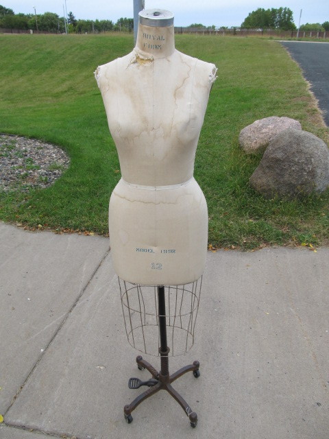 lot 6 image: Antique ROYAL Dress Form wCast Iron Rolling Base
