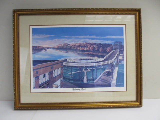 lot 246 image: Framed Signed & Numbered DAVID GEISTER Hastings Bridge 1935 - Reflecting Back