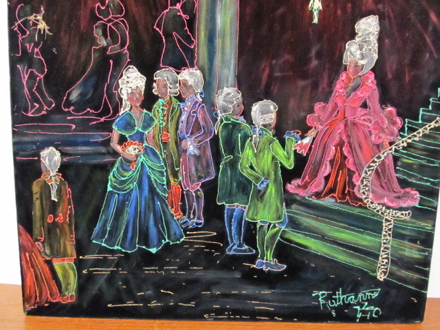 lot 273 image: Vintage 1970 Retro Mixed Media Painting on Velvet