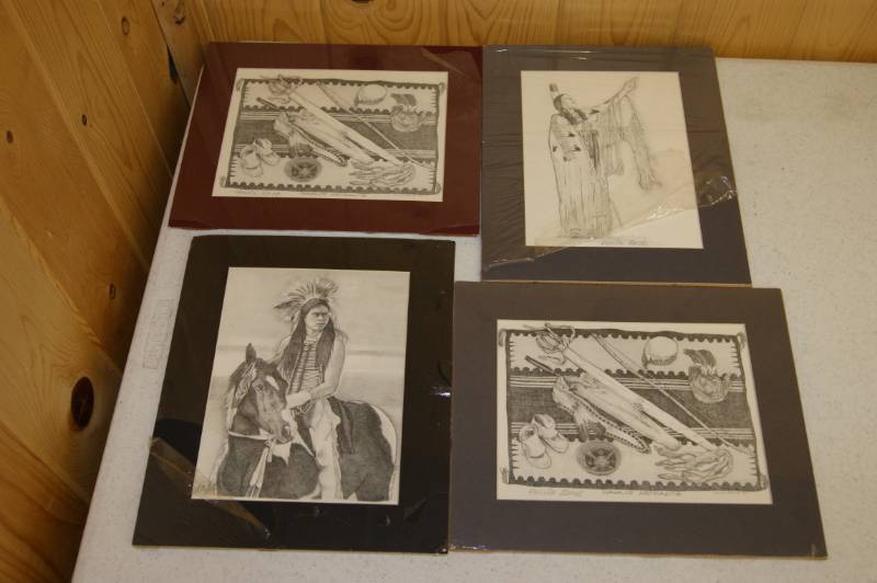 lot 44 image: Lot of 4 Artwork Native American  signed Paula Beck