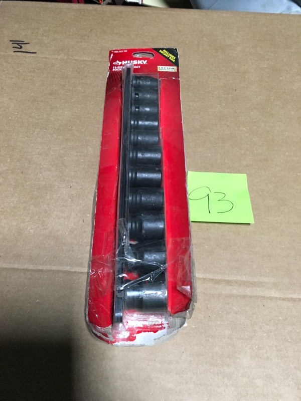 lot 93 image: Husky 12 in. Drive Standard SAE Impact Socket Set (11-Piece) in good Condition