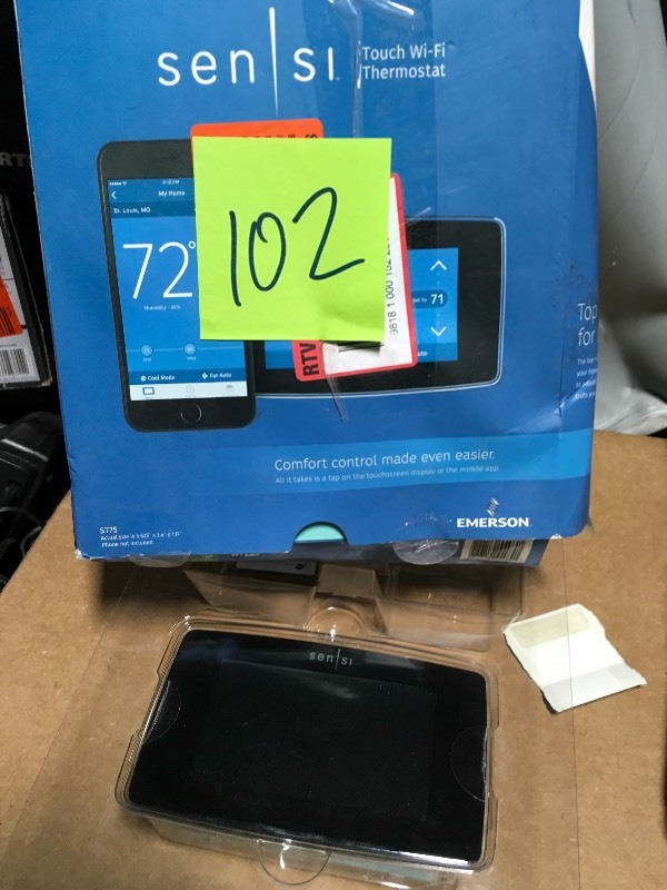 lot 102 image: Emerson Sensi Touch Wi-Fi Thermostat with Touchscreen Color Display in good condition