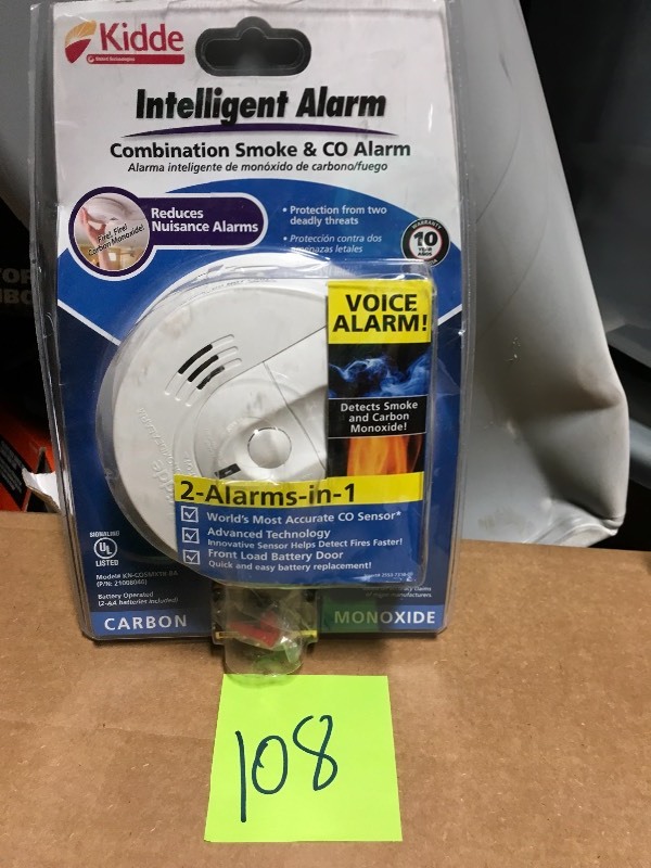lot 108 image: Kidde Battery Operated Smoke and Carbon Monoxide Combination Detector with Voice Alarm and Intelligent Hazard Sensing