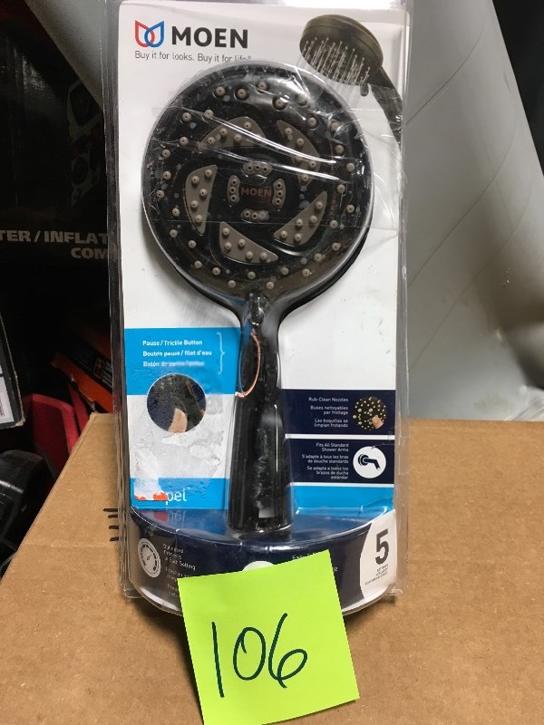lot 106 image: Moen Propel 5-Spray Handheld Showerhead in Mediterranean Bronze not used