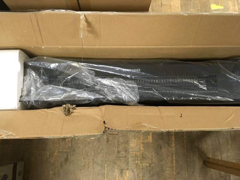 lot 7 image: AKDY 36 in. Wall Mount Electric Fireplace Heater in Black with Tempered Glass, Pebbles, Logs in good condition