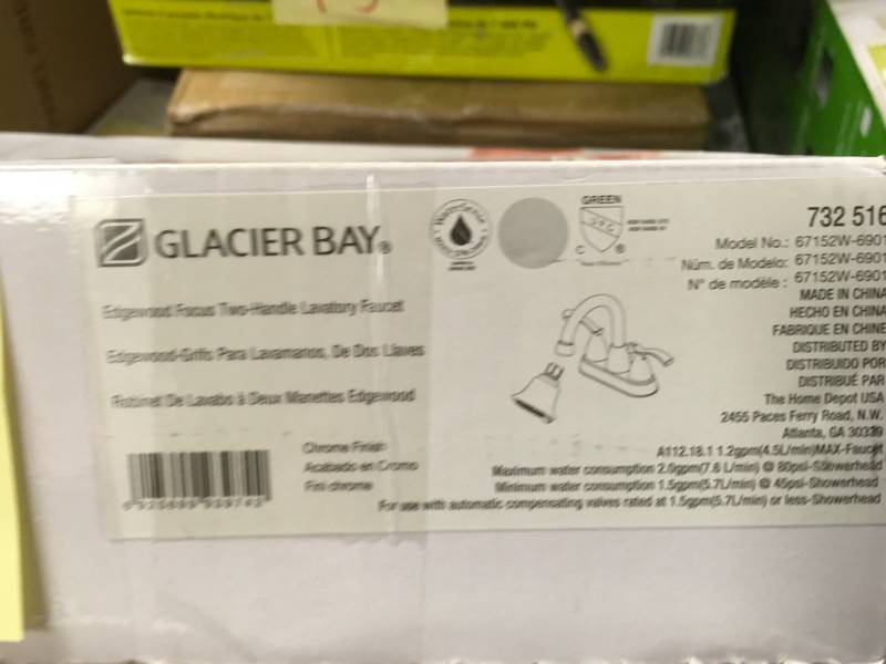 lot 19 image: Glacier Bay 67152W-6901 Edgewood 4 Centerset Faucet With 3-spray Showerhead in good condition