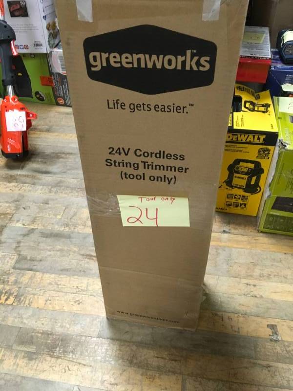 lot 24 image: Greenworks G-24 12 24V Cordless String Trimmer (tool only) in good condition