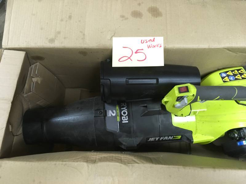 lot 25 image: RYOBI 110 MPH 500 CFM 40-Volt Lithium-Ion Cordless Variable-Speed Jet Fan Leaf Blower, USED in good condition
