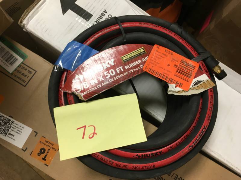 lot 72 image: Husky 38 in. x 50 ft. Premium Rubber Air Hose in good condition
