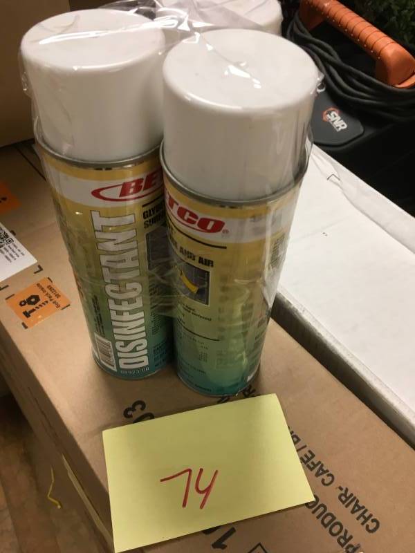 lot 74 image: Betco GLYBET Surface Disinfectant Air Sanitizer,12 - 14oz Aerosol Cans 08923 not used