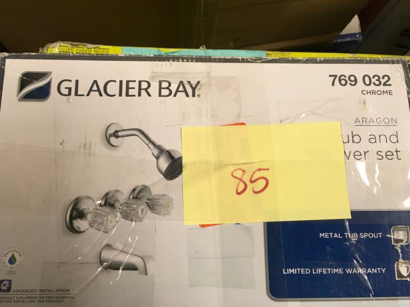 lot 85 image: Glacier Bay Aragon 3-Handle 1-Spray Tub and Shower Faucet in Chrome (Valve Included) in good condition