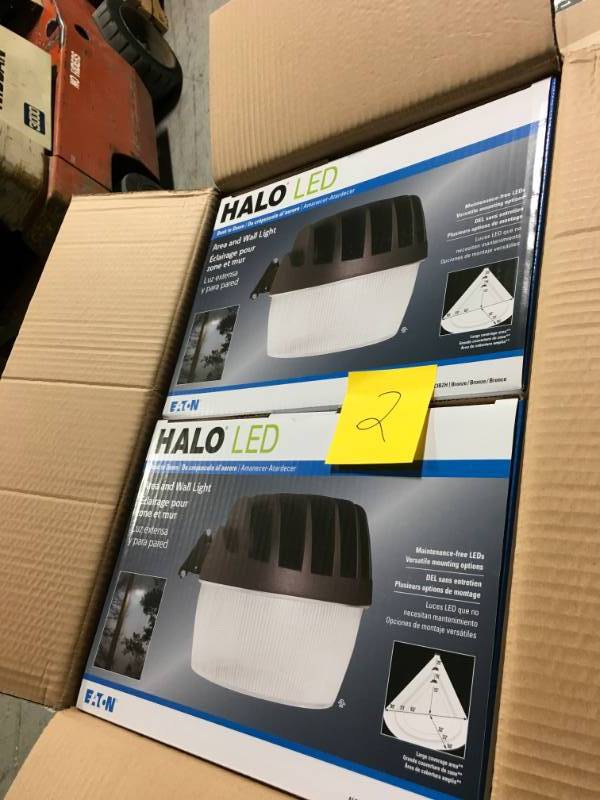 lot 2 image: Halo Bronze Outdoor Integrated LED Area Dusk to Dawn Security Light with Photocell Sensor, 5500 Lumens, 5000K Daylight new